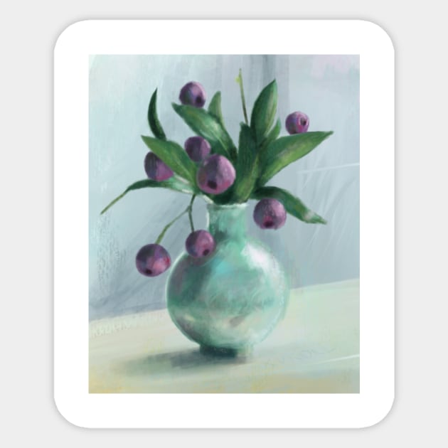 Bilberry vase painting Sticker by Oranges